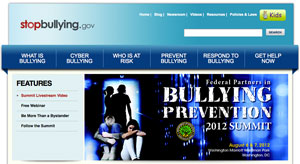 screenshot of stopbullying website
