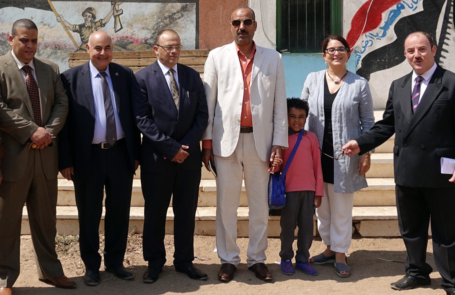 Linda Herrera on a school visit in Cairo, Egypt, 2018