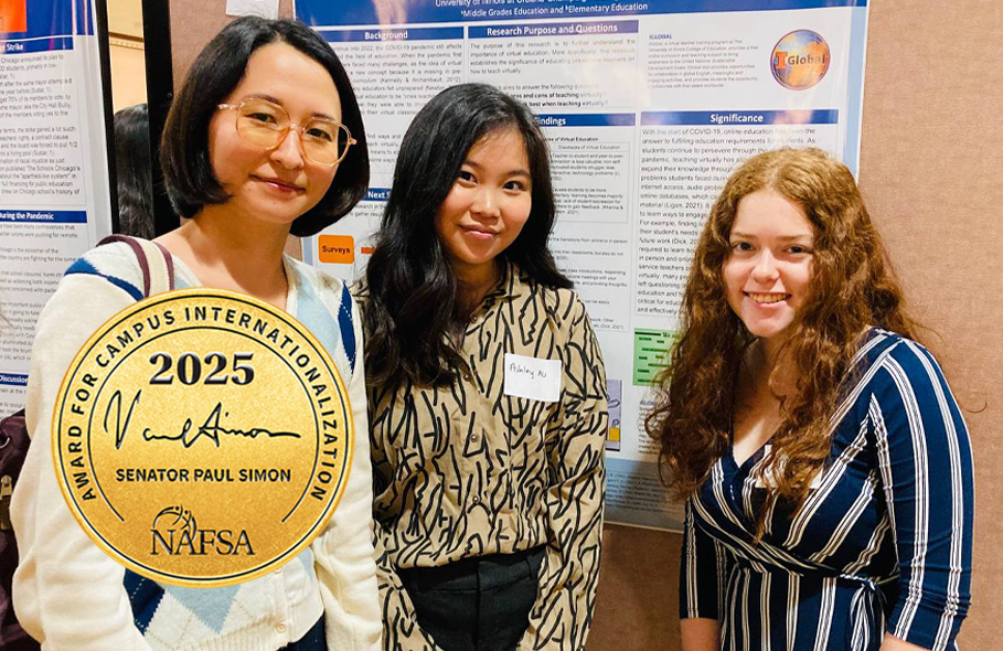 IGlobal preservice teachers display their research at a poster session