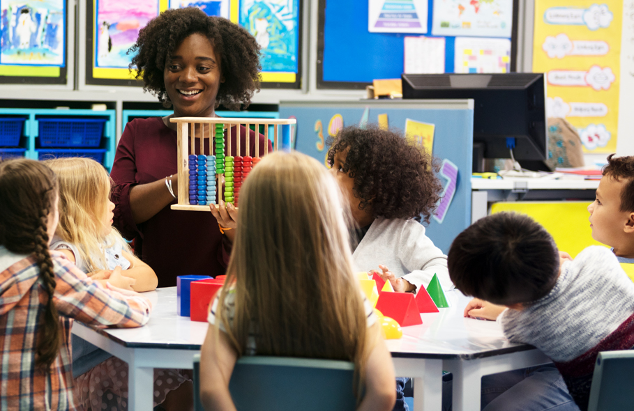 Teacher in an elementary classroom