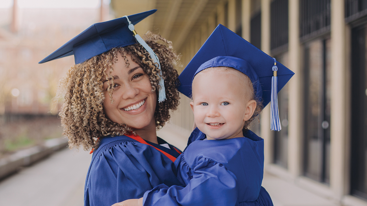 Image of student graduating with daughter