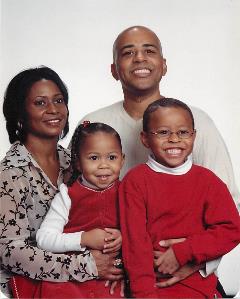 A young Rochon family: Lynn, Nia, Ron, and Ayinde