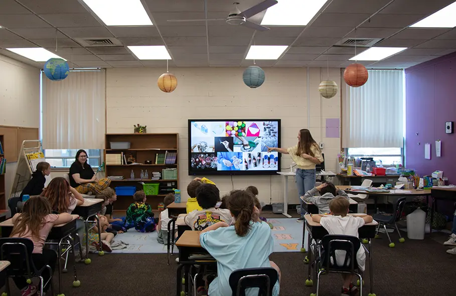Haas Teaches a lesson to Thomasboro students