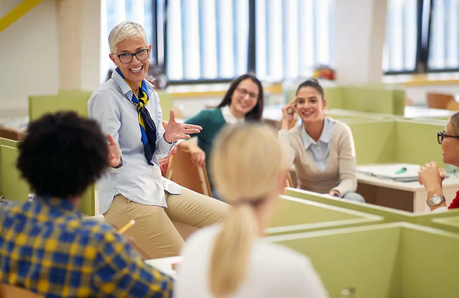 Female professor enjoying the lecture