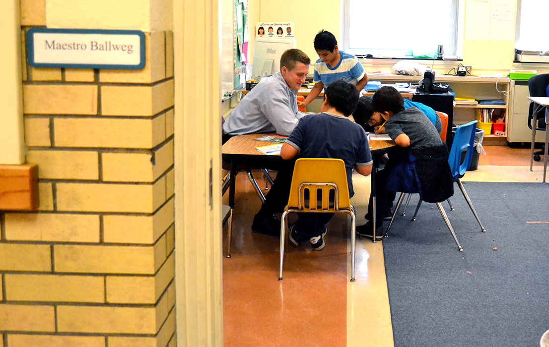 Greg Ballweg in his classroom